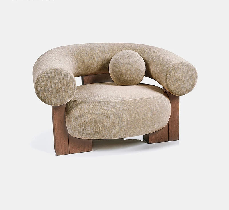 NordicNova | Modern Minimalist Solid Wood Fabric Sofa – Designer Lounge Seating with stool