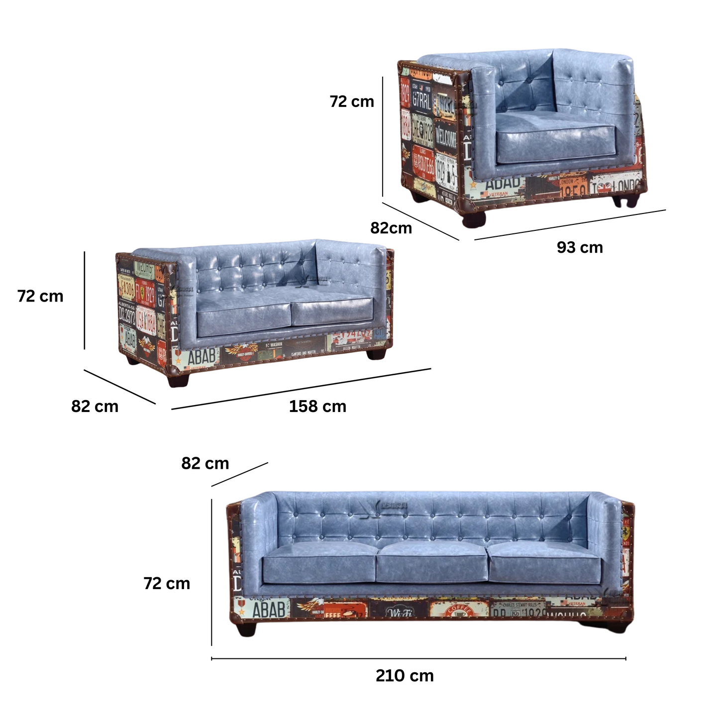 The Heritage Lounge | Vintage Chesterfield Sectional Sofa in Leather & Wood