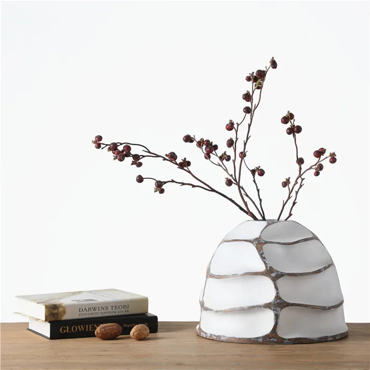Nordic Ivory | Sculpted White Resin Centerpiece Vase for Weddings & Home Decor