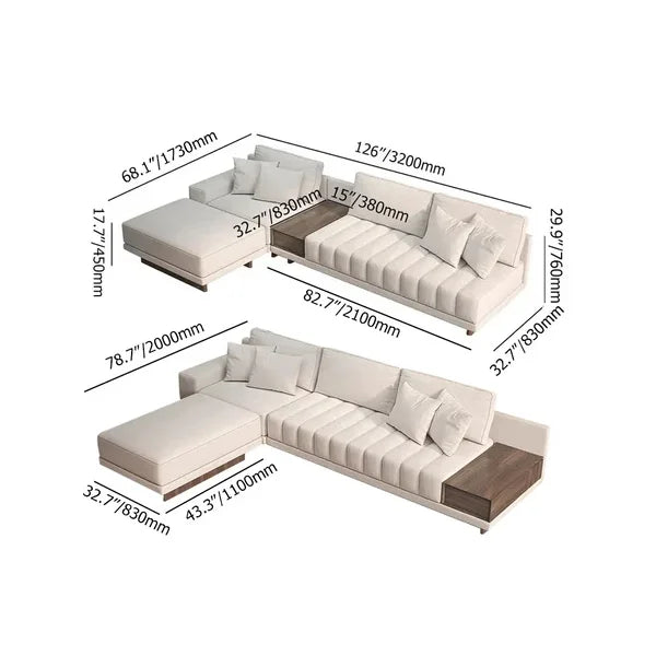 Regal Comfort | Royal Beige Sectional Sofa with Storage & Solid Wood Frame