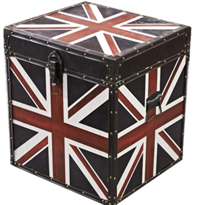 Union Jack Vintage Trunk Side Table – Antique Reproduction Leather Chest