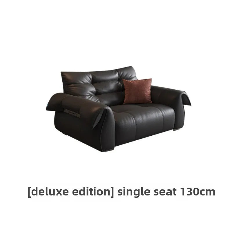 Italian Modern Swan Dip | Genuine Leather Sectional Sofa for Chic Urban Living