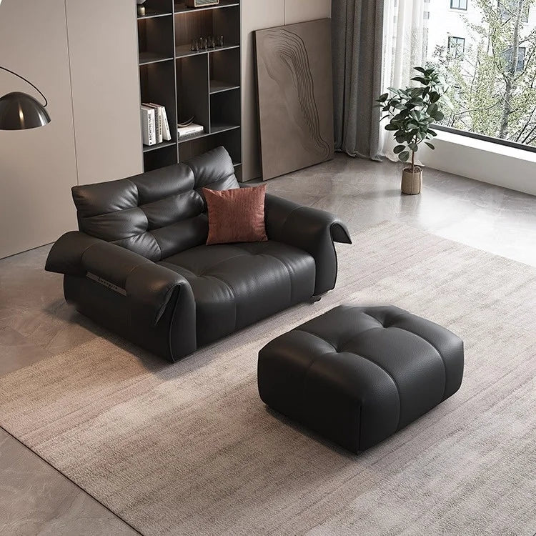 Italian Modern Swan Dip | Genuine Leather Sectional Sofa for Chic Urban Living