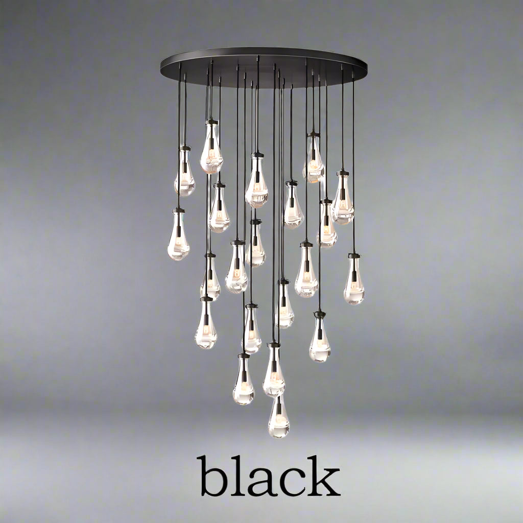 Golden Droplet | Luxury Crystal Glass & Copper Chandelier for Living Room or Bar
