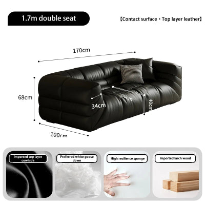 Italian Luxe | Minimalist Black Leather Sofa – Modern Elegance for Living Spaces