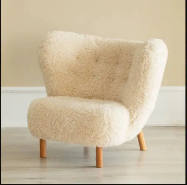 Italian Luxury Faux fur Wool Sheepskin Accent Lounge Chair – Modern Elegance