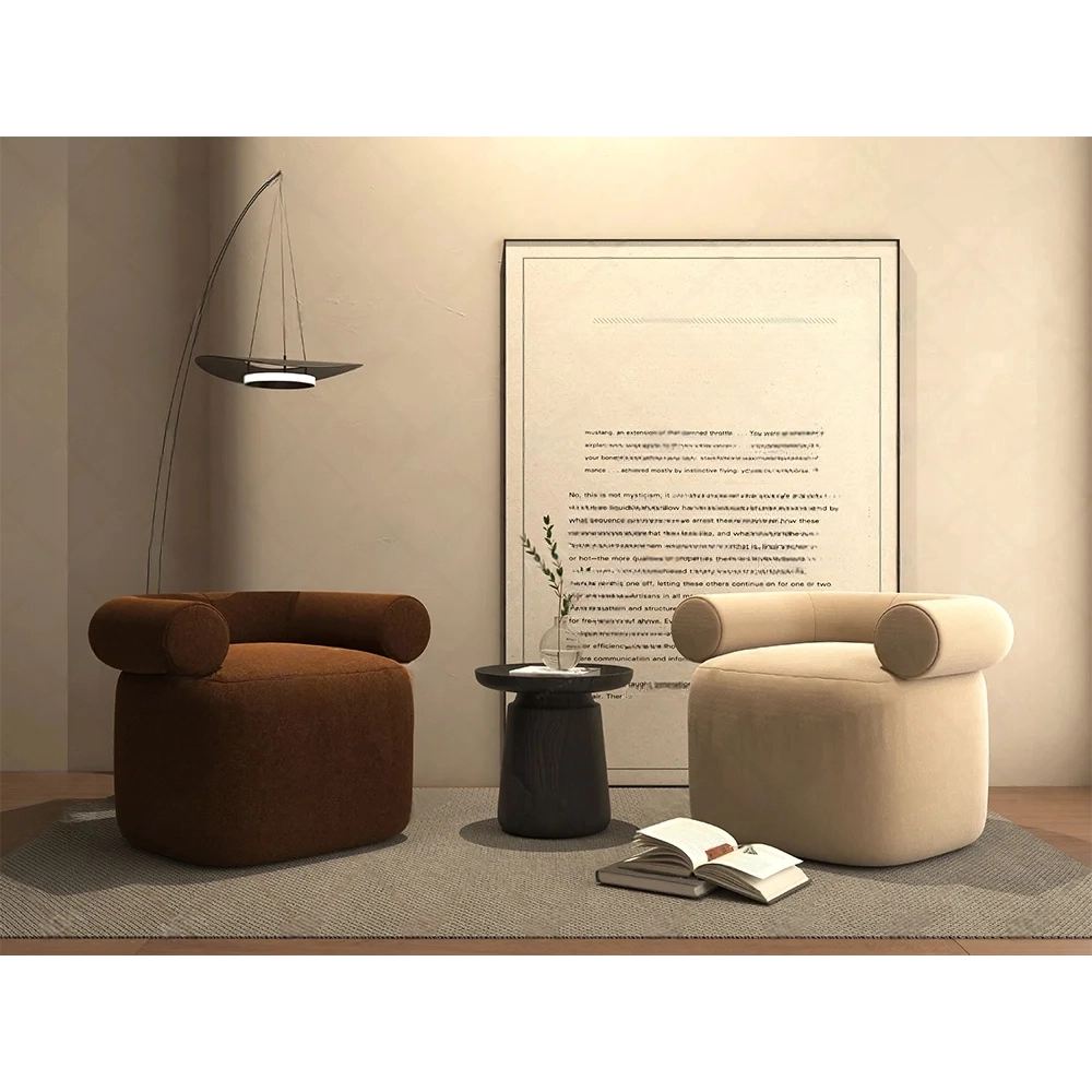 Elysian Comfort | Modern Upholstered Fabric Leisure Chair with Wooden Frame