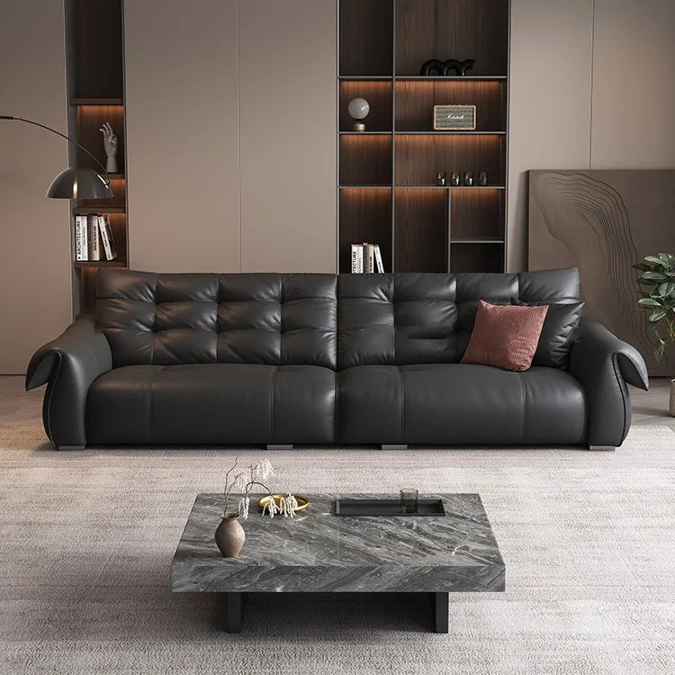 Italian Modern Swan Dip | Genuine Leather Sectional Sofa for Chic Urban Living