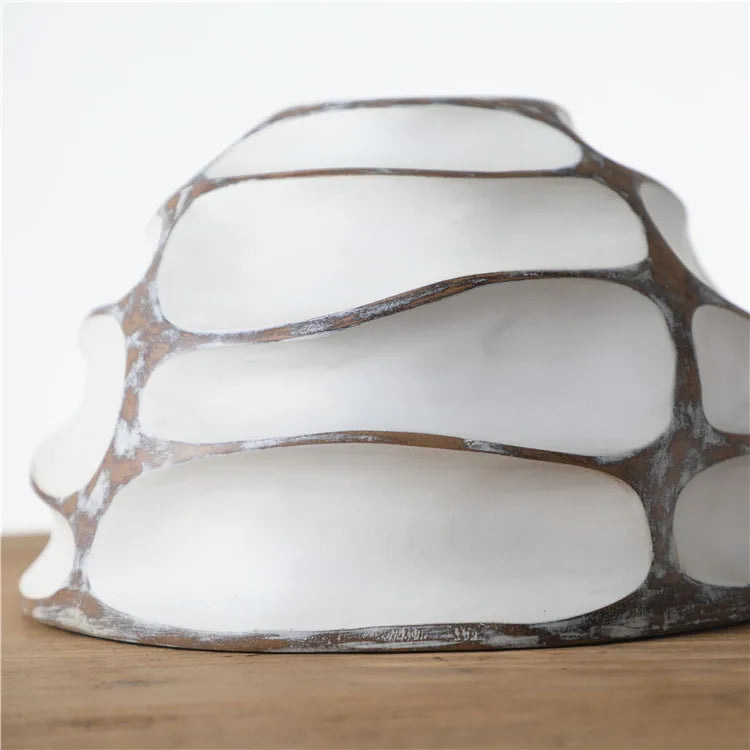 Nordic Ivory | Sculpted White Resin Centerpiece Vase for Weddings & Home Decor