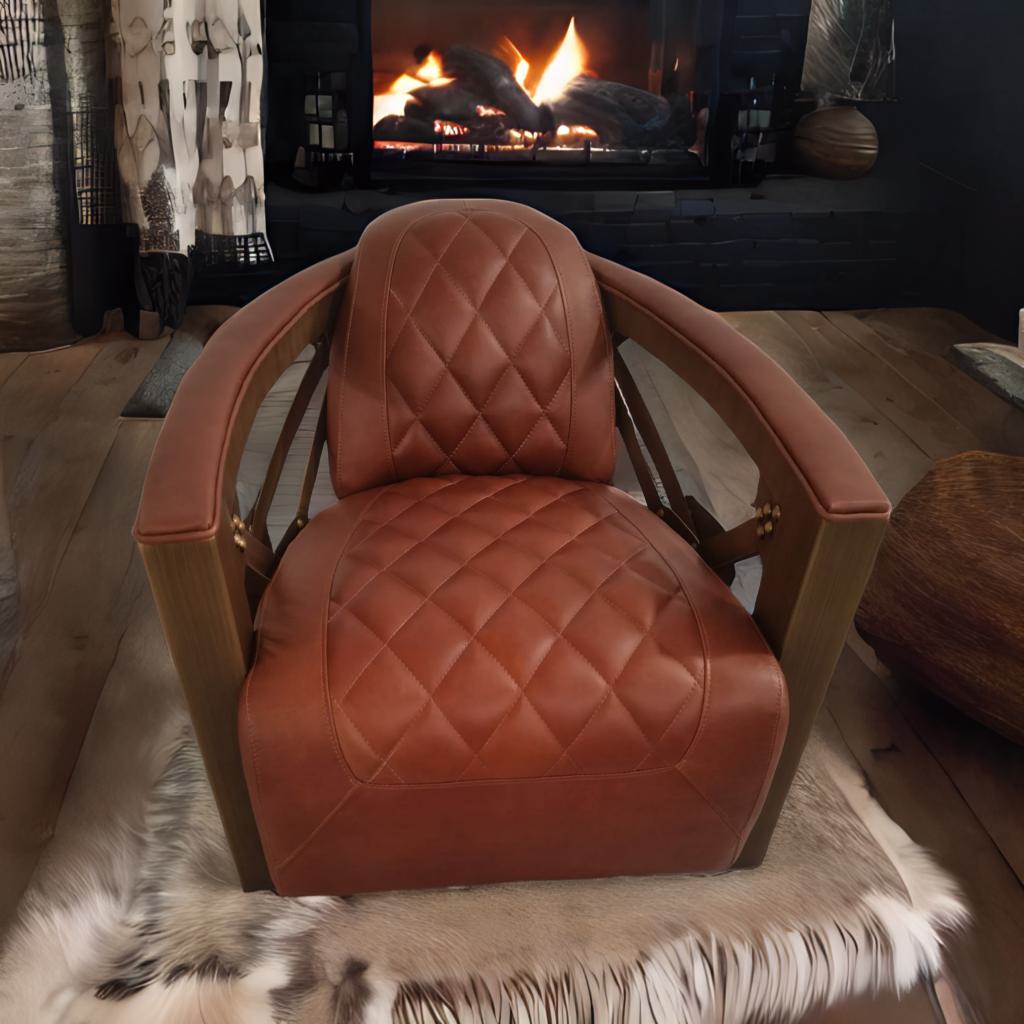 Aviator Retro Industrial Leather Chair – Vintage Loft-Style Accent Chair for Living Room & Office