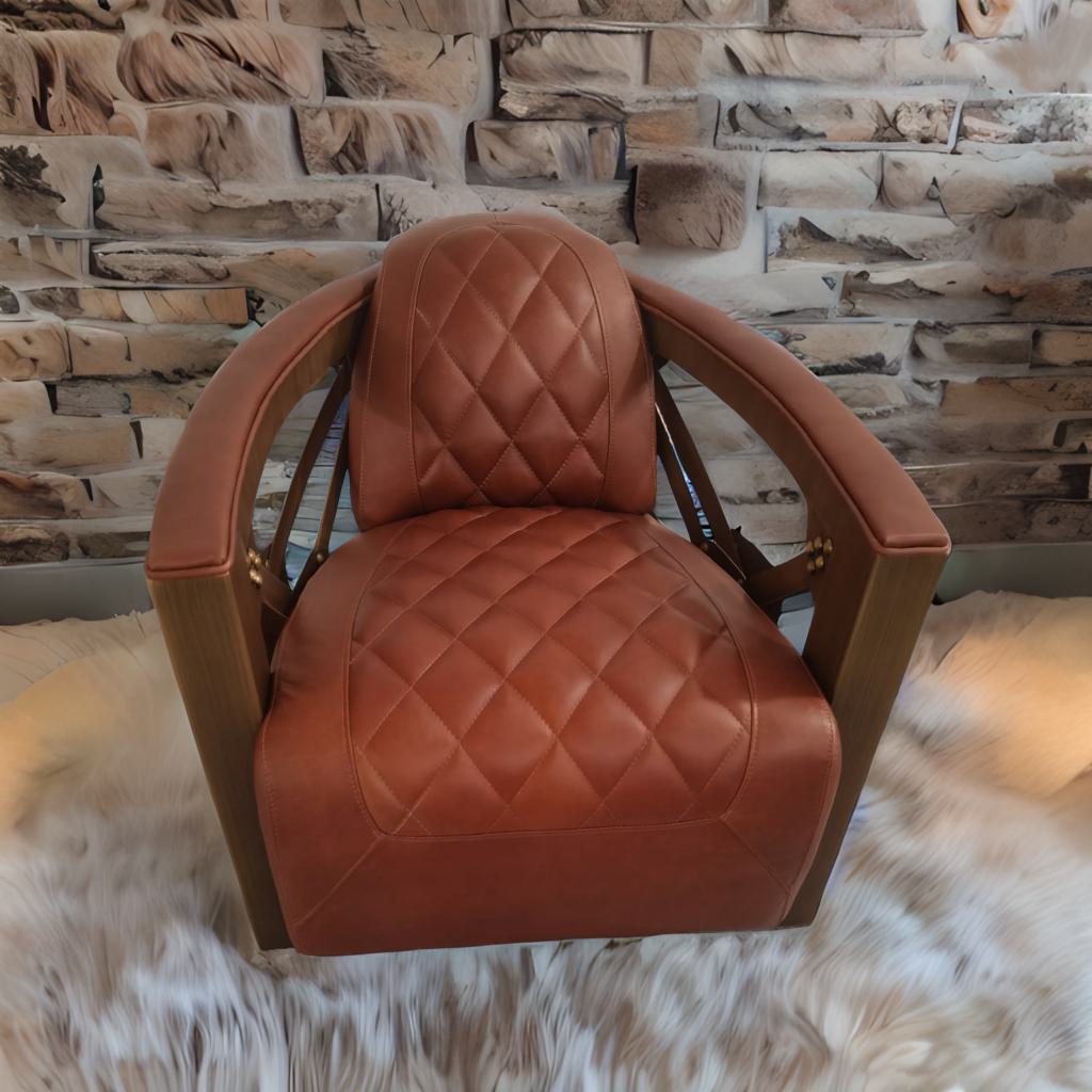 Aviator Retro Industrial Leather Chair – Vintage Loft-Style Accent Chair for Living Room & Office