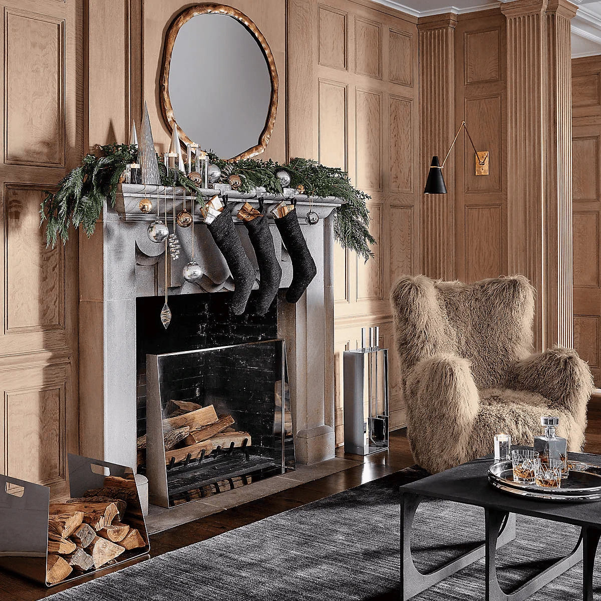 Nordic Luxe | Modern Mongolian Sheepskin Armchair & Ottoman – Ultra-Soft Lounge Comfort"