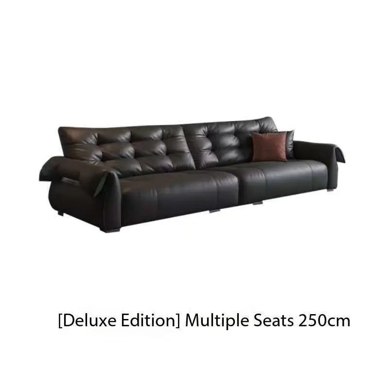 Italian Modern Swan Dip | Genuine Leather Sectional Sofa for Chic Urban Living