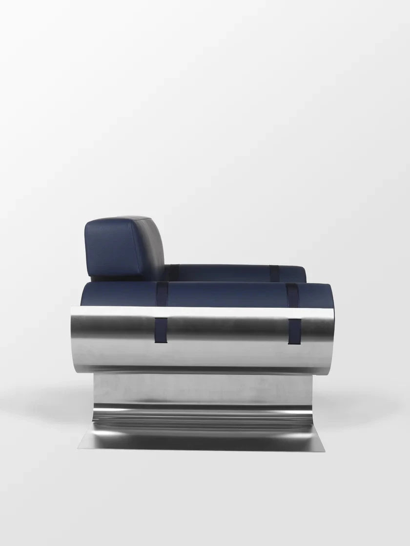 Nordic Luxury Stainless Steel Designer Leisure Chair – Modern Leather Accent for Living Room & Bedroom