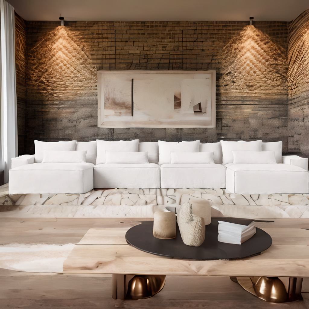 Cloud Luxe | Minimalist U-Shaped Deep Seat Modular Sofa – Modern Fabric Chaise Lounge