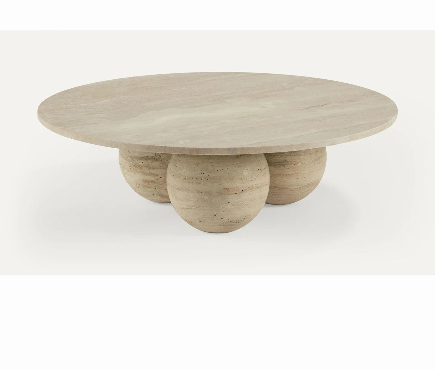 Monumenta | Travertine Sphere Base Coffee Table – Modern Stone Sculpture Elegance