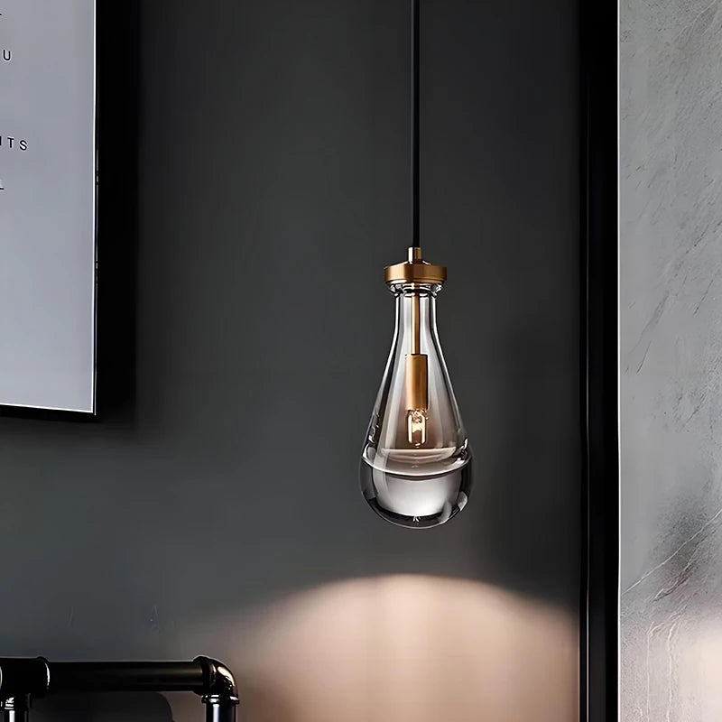 Golden Droplet | Luxury Crystal Glass & Copper Chandelier for Living Room or Bar