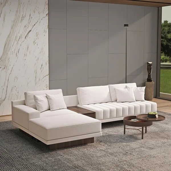 Regal Comfort | Royal Beige Sectional Sofa with Storage & Solid Wood Frame