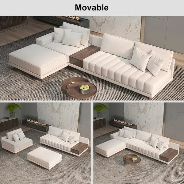 Regal Comfort | Royal Beige Sectional Sofa with Storage & Solid Wood Frame