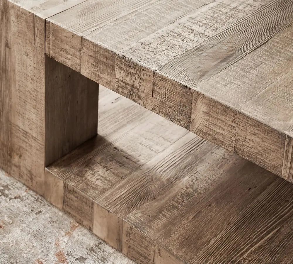 Heritage Luxe | Solid Oak & Metal Coffee Table – American-Style Rustic Elegance