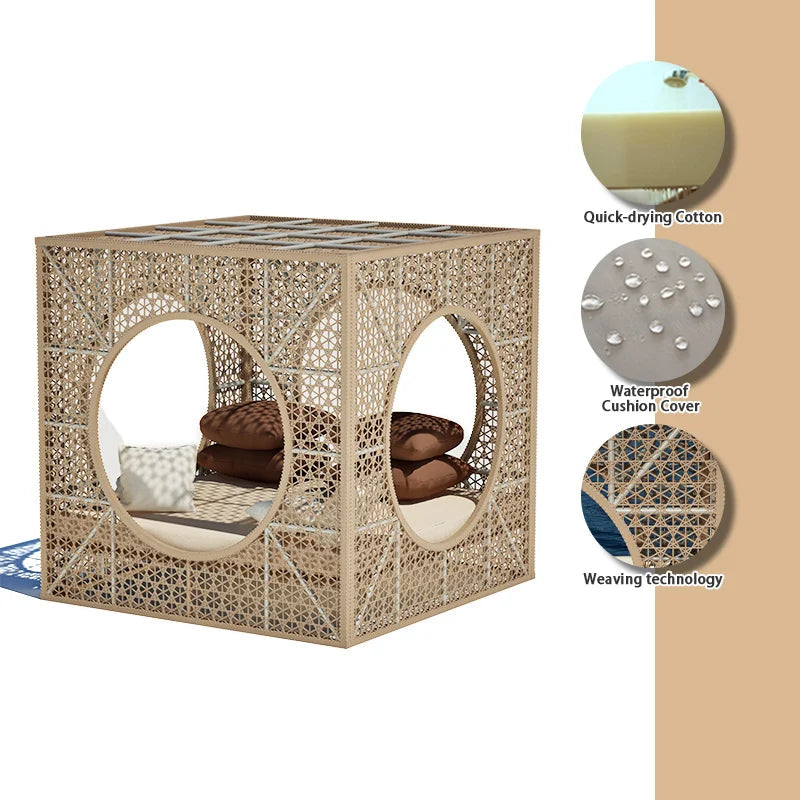 Elysia Luxe | 3-Seater Outdoor Lounge Set with Teak & Rattan – Premium Turkish Restaurant & Garden Furniture