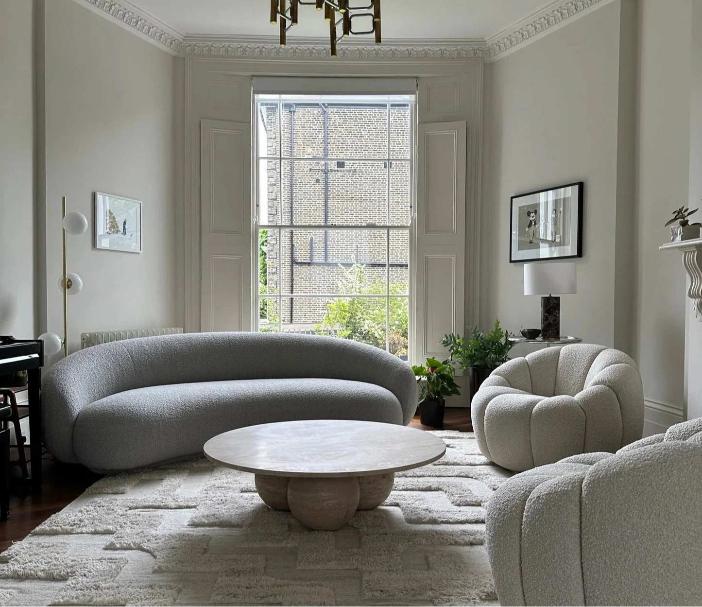 Monumenta | Travertine Sphere Base Coffee Table – Modern Stone Sculpture Elegance