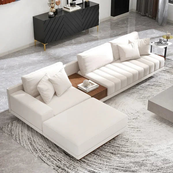 Regal Comfort | Royal Beige Sectional Sofa with Storage & Solid Wood Frame