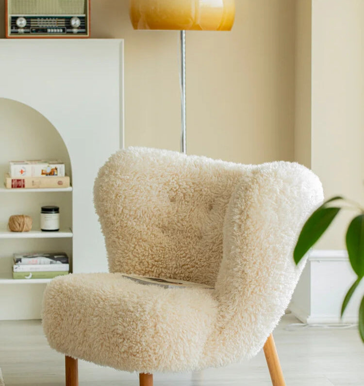 Italian Luxury Faux fur Wool Sheepskin Accent Lounge Chair – Modern Elegance