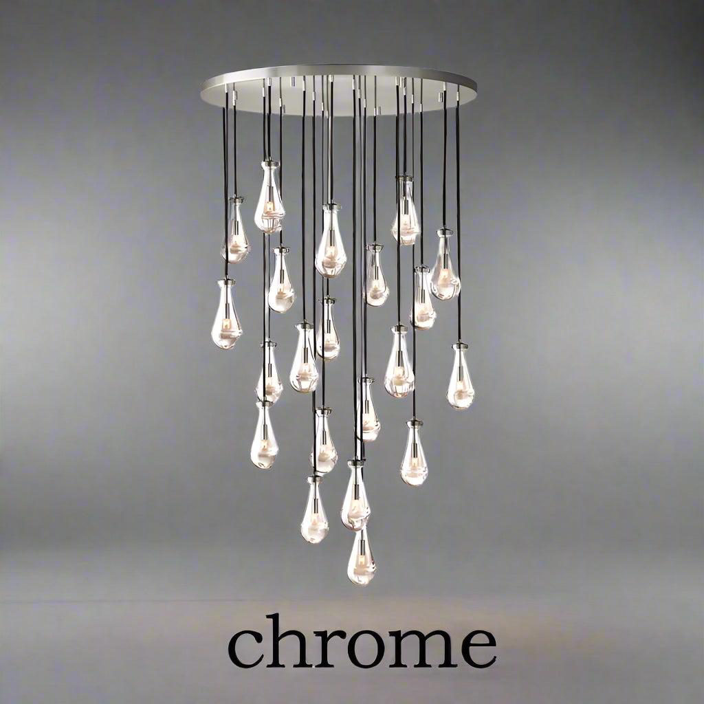 Golden Droplet | Luxury Crystal Glass & Copper Chandelier for Living Room or Bar
