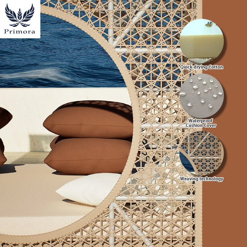 Elysia Luxe | 3-Seater Outdoor Lounge Set with Teak & Rattan – Premium Turkish Restaurant & Garden Furniture