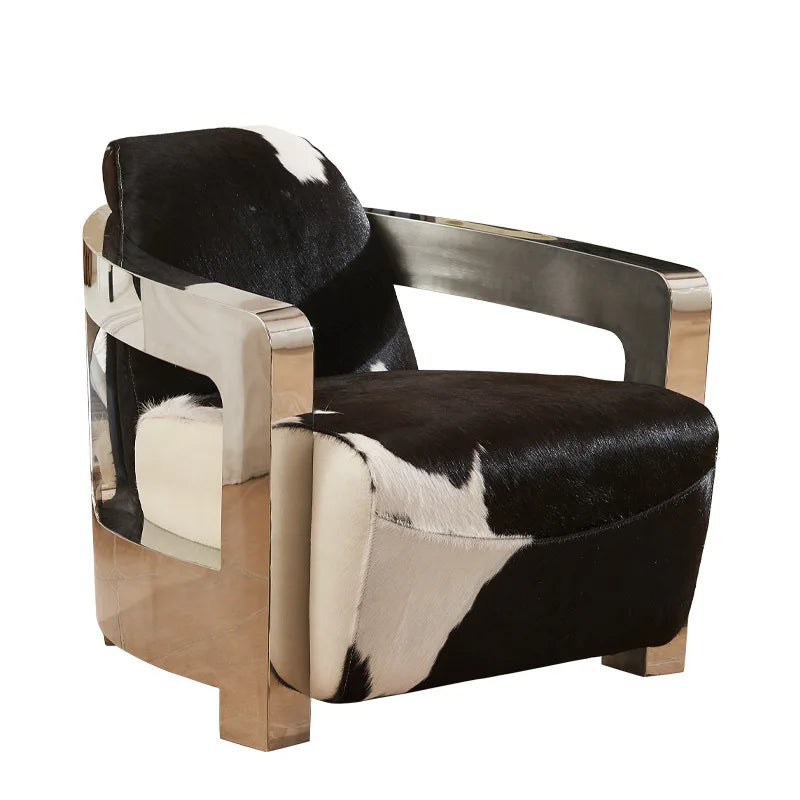 Aviator Luxe | Retro Cowhide Leather & Aluminum Industrial Loft Chair