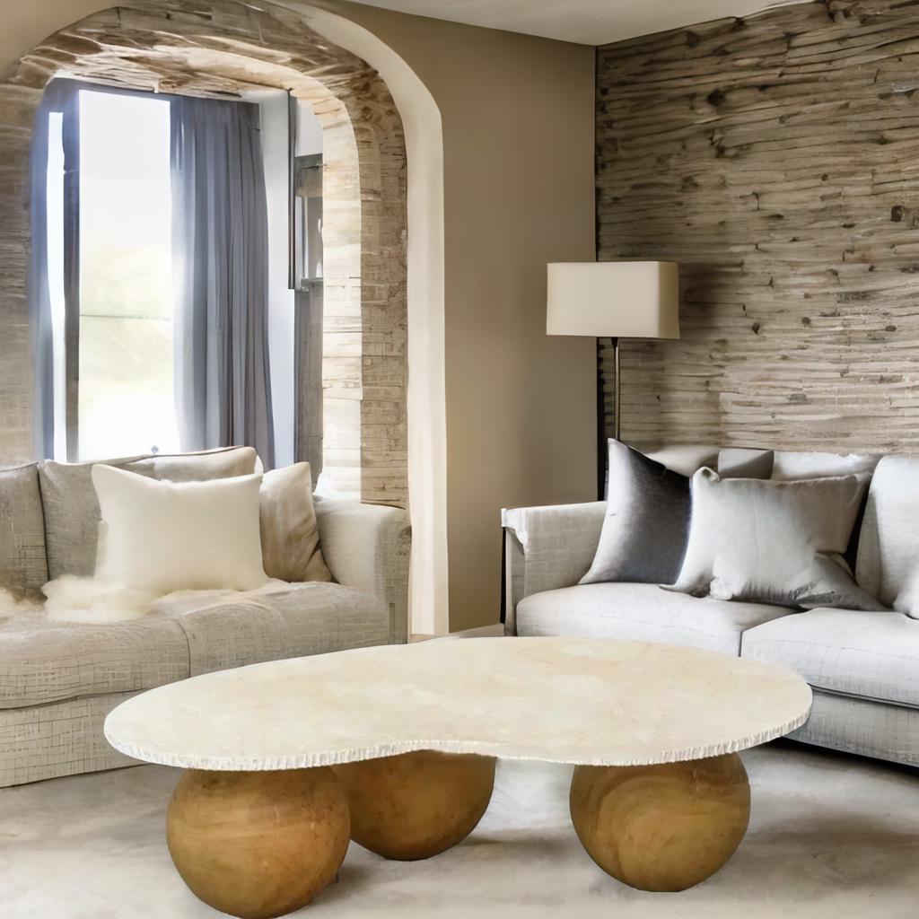 Calacatta Viola Sphere-Base Marble Coffee Table – Modern Luxury Centerpiece