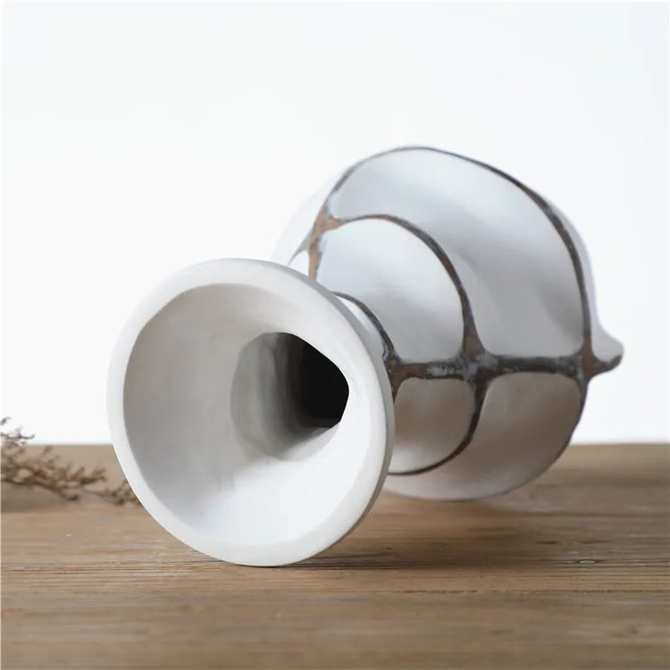 Nordic Ivory | Sculpted White Resin Centerpiece Vase for Weddings & Home Decor