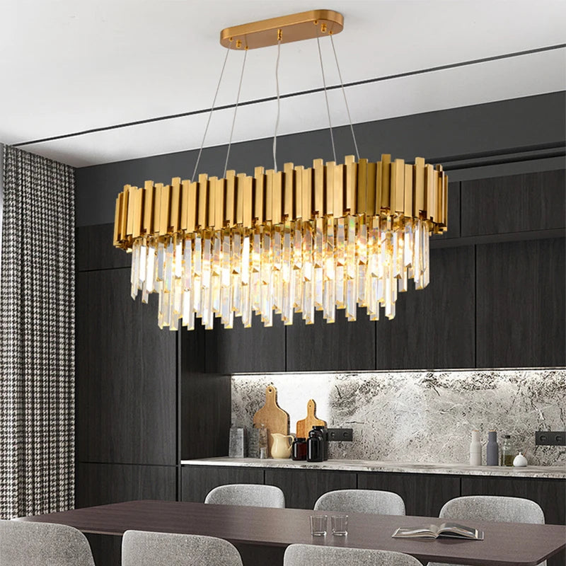 Grandeur Glow | Modern Luxury Crystal LED Chandelier – American Style Statement Lighting