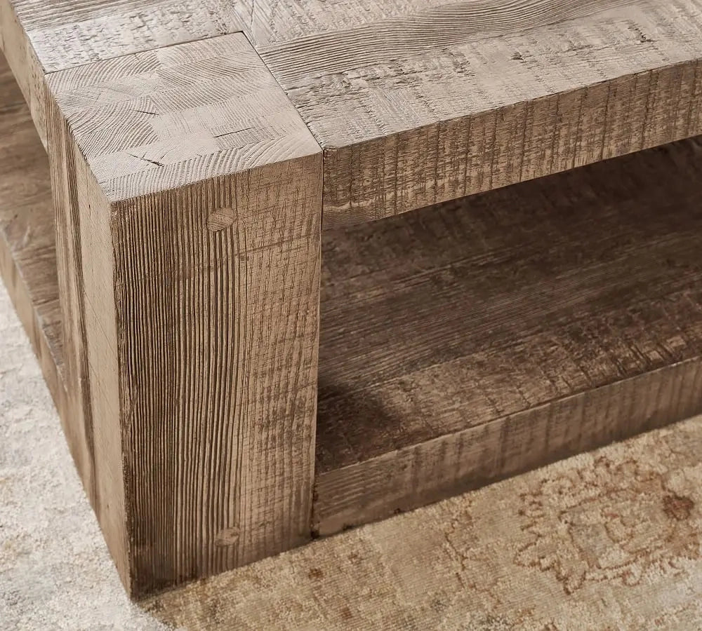 Heritage Luxe | Solid Oak & Metal Coffee Table – American-Style Rustic Elegance