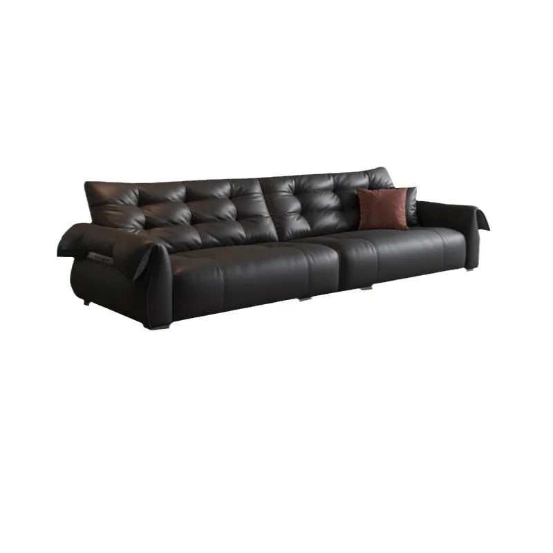 Italian Modern Swan Dip | Genuine Leather Sectional Sofa for Chic Urban Living