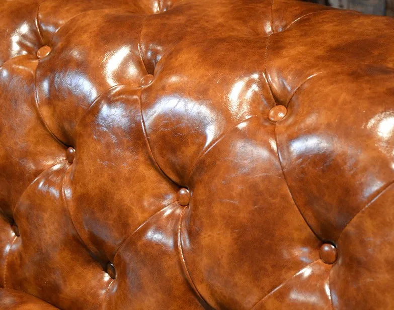 Heritage Luxe | Retro Chesterfield 3-Seater Sofa in Top Grain Leather with Aviation Elegance