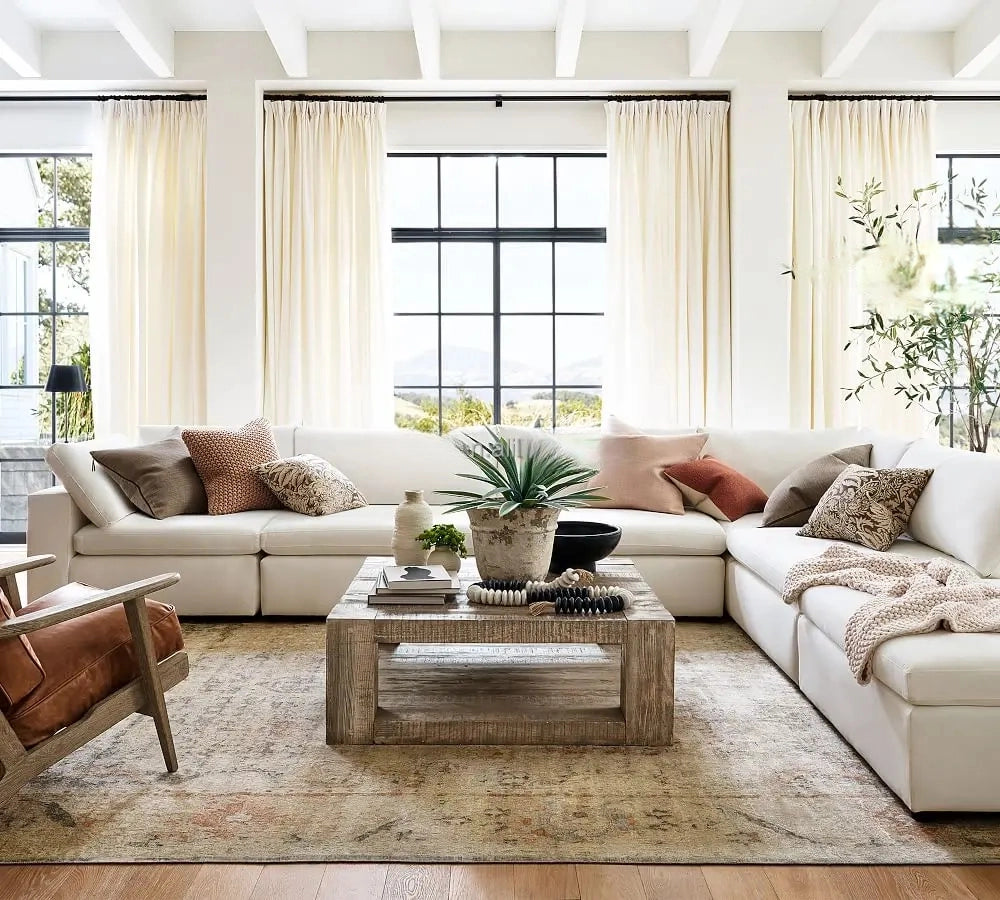 Heritage Luxe | Solid Oak & Metal Coffee Table – American-Style Rustic Elegance