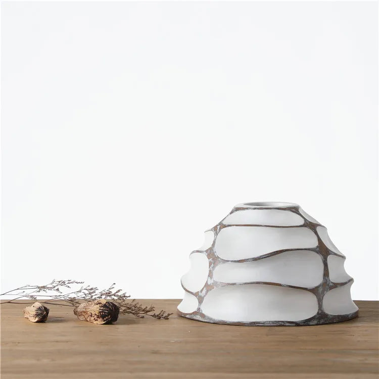 Nordic Ivory | Sculpted White Resin Centerpiece Vase for Weddings & Home Decor