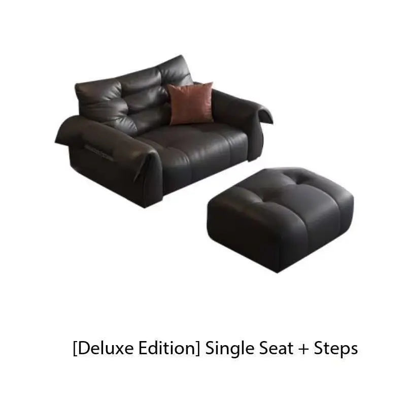 Italian Modern Swan Dip | Genuine Leather Sectional Sofa for Chic Urban Living