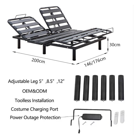 SmartLuxe™ Electric Leather Bed | Modern Multi-Functional Adjustable Double Bed