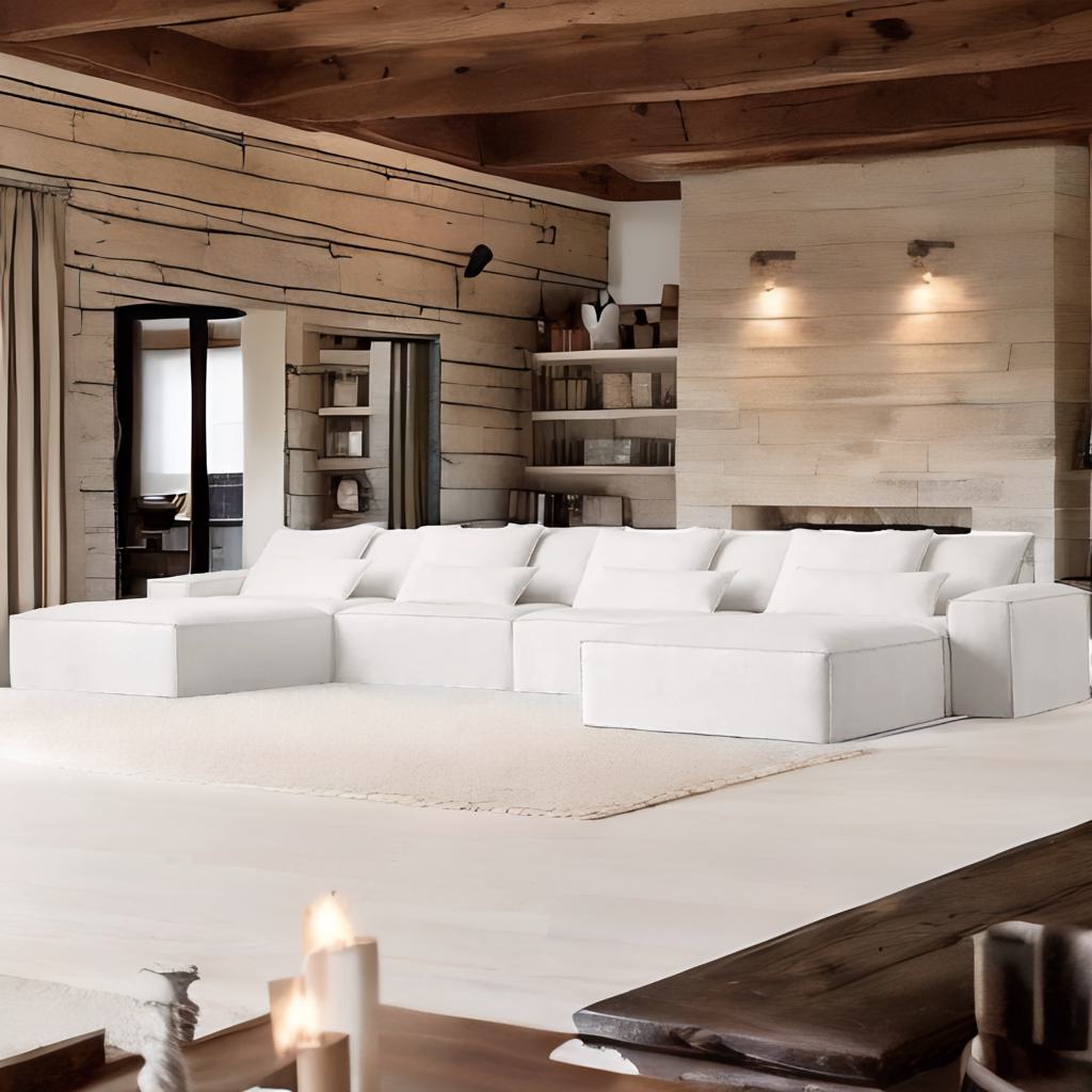 Cloud Luxe | Minimalist U-Shaped Deep Seat Modular Sofa – Modern Fabric Chaise Lounge