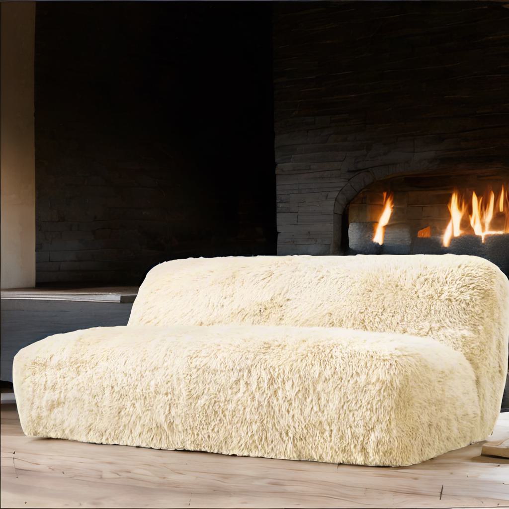 Arctic Luxe | Handcrafted Sheepskin & Hardwood Sofa – Ultimate Living Room Elegance