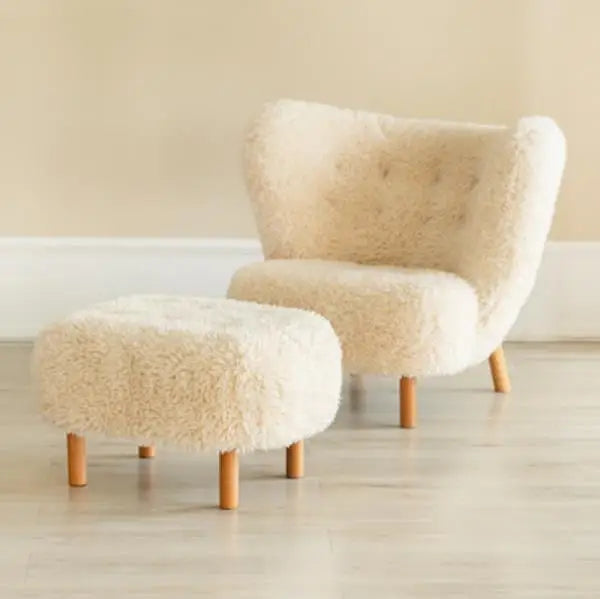 Italian Luxury Faux fur Wool Sheepskin Accent Lounge Chair – Modern Elegance