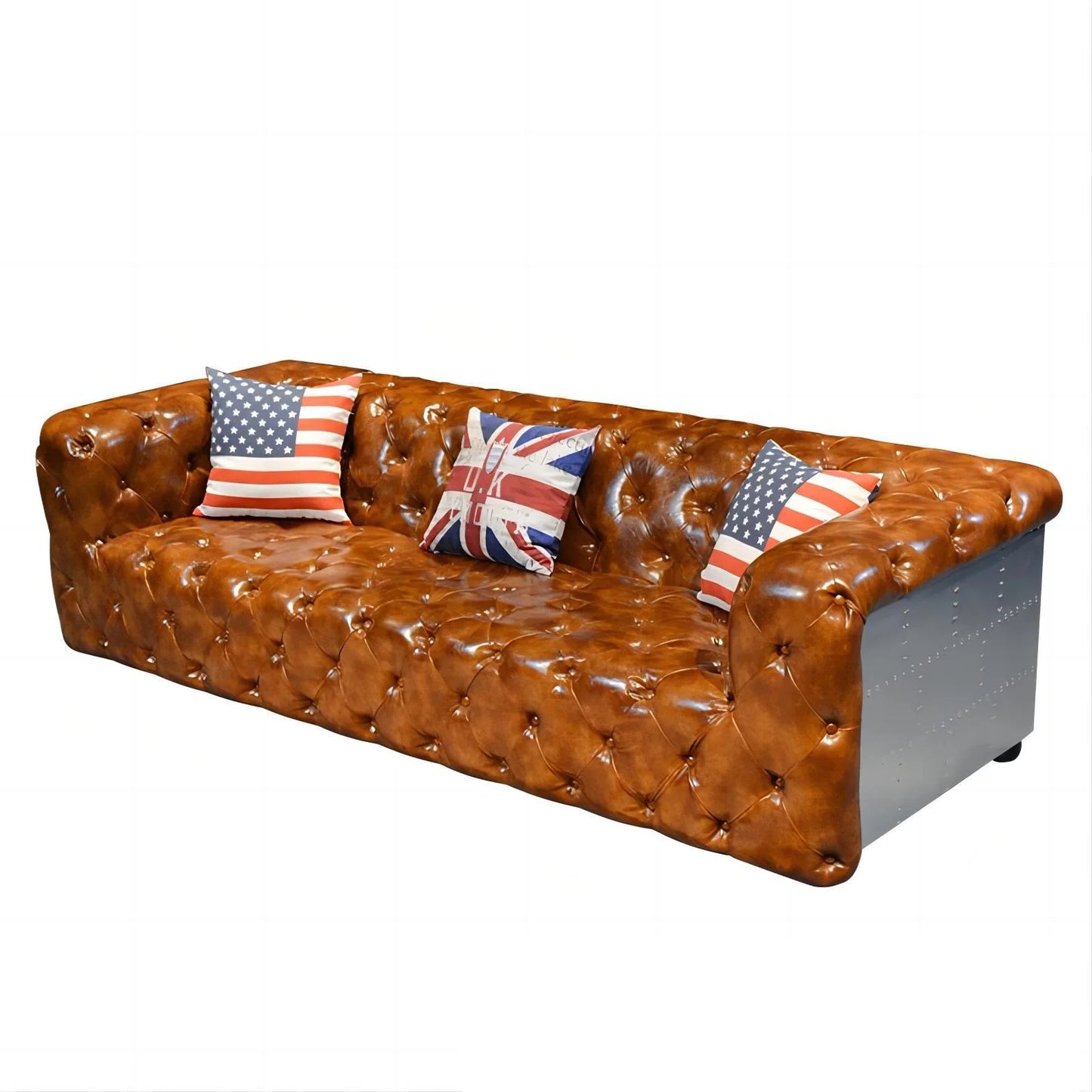 Heritage Luxe | Retro Chesterfield 3-Seater Sofa in Top Grain Leather with Aviation Elegance