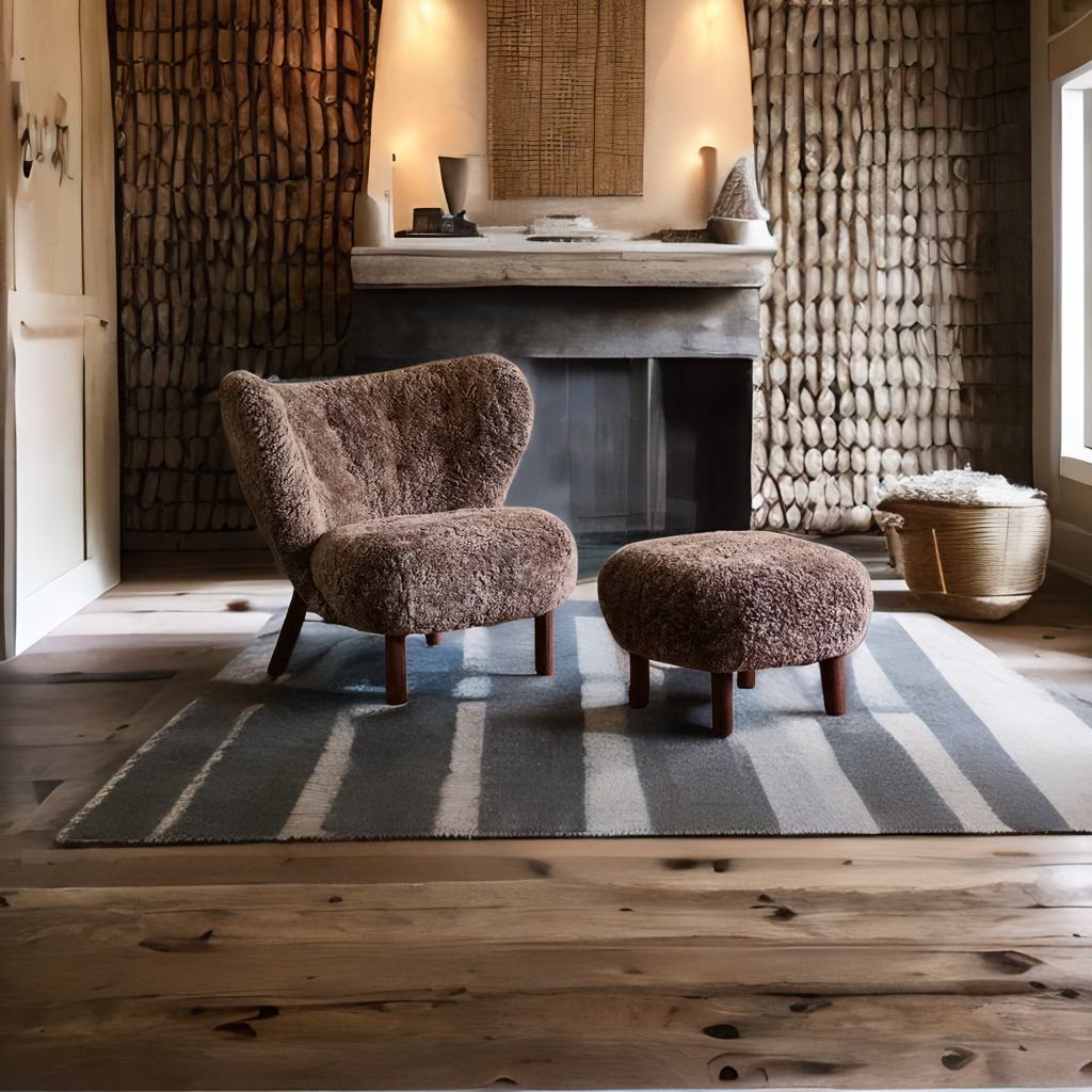 Italian Luxury Faux fur Wool Sheepskin Accent Lounge Chair – Modern Elegance