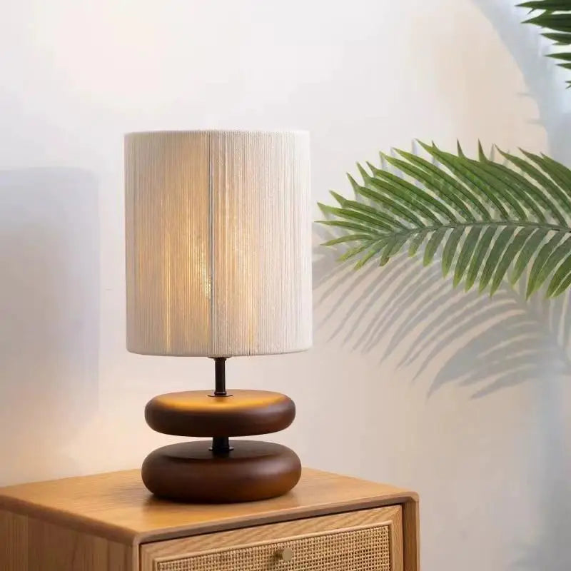ZenGlow | Japanese Solid Wood Bedside Table Lamp – Warm Light for Modern Living