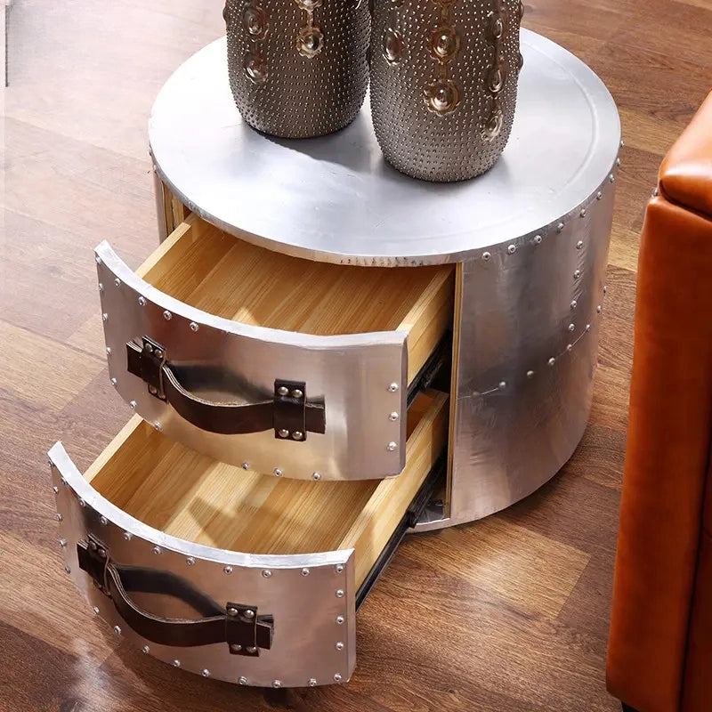 Jetstream Horizon | Retro Aviator Aluminum Coffee Table/ 2 drawer cabinet