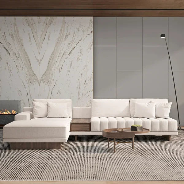 Regal Comfort | Royal Beige Sectional Sofa with Storage & Solid Wood Frame
