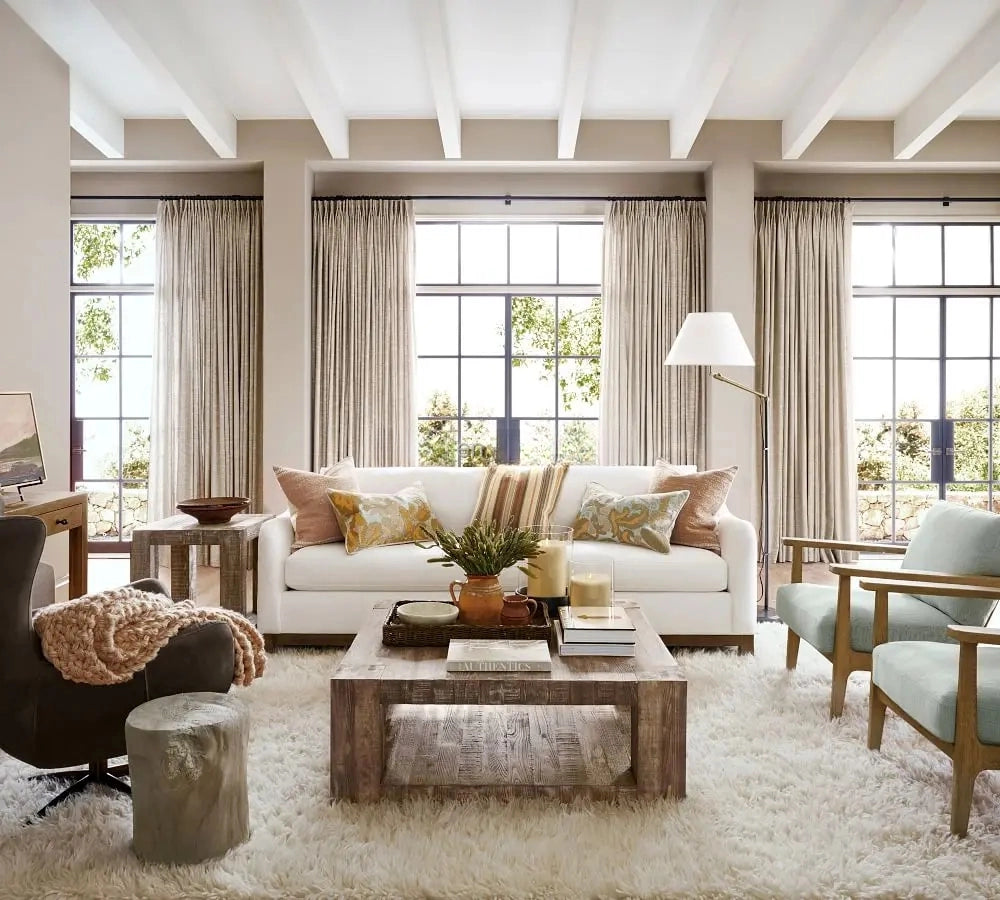Heritage Luxe | Solid Oak & Metal Coffee Table – American-Style Rustic Elegance